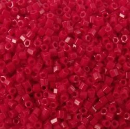Picture of Size 15 Hexagon Seed Bead, Opaque Dark Red #408A, Approximately 25 Grams