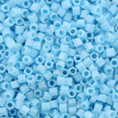 Picture of Size 15 Hexagon Seed Bead, Opaque Light Blue #413, Approximately 25 Grams