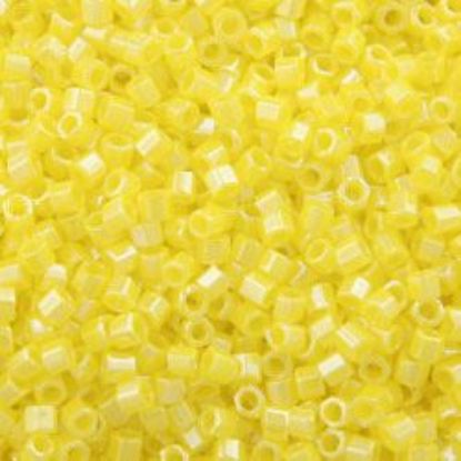Picture of Size 15 Hexagon Seed Bead, Opaque Lustre Yellow #422, Approximately 25 Grams
