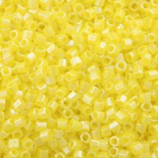 Picture of Size 15 Hexagon Seed Bead, Opaque Lustre Yellow #422, Approximately 25 Grams