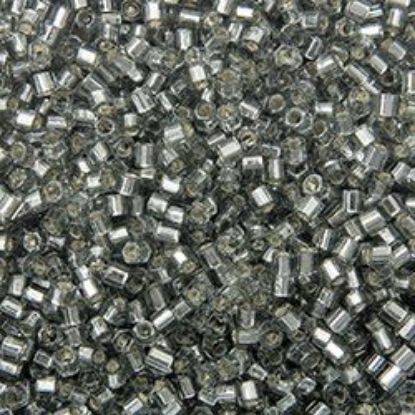 Picture of Size 15 Hexagon Seed Bead, Silver-Lined Grey #21, Approximately 25 Grams