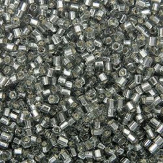 Picture of Size 15 Hexagon Seed Bead, Silver-Lined Grey #21, Approximately 25 Grams