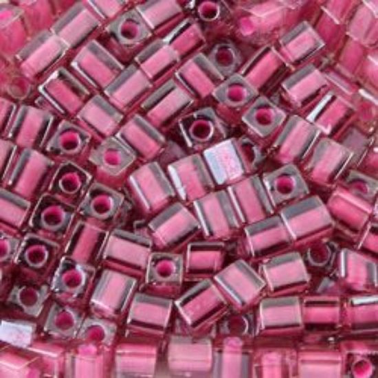 Picture of Square 3x3mm Seed Bead, Crystal Color-Lined Dust Rose #395, Approximately 25 Grams