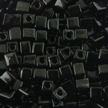 Picture of Square 3x3mm Seed Bead, Opaque Black #401, Approximately 25 Grams