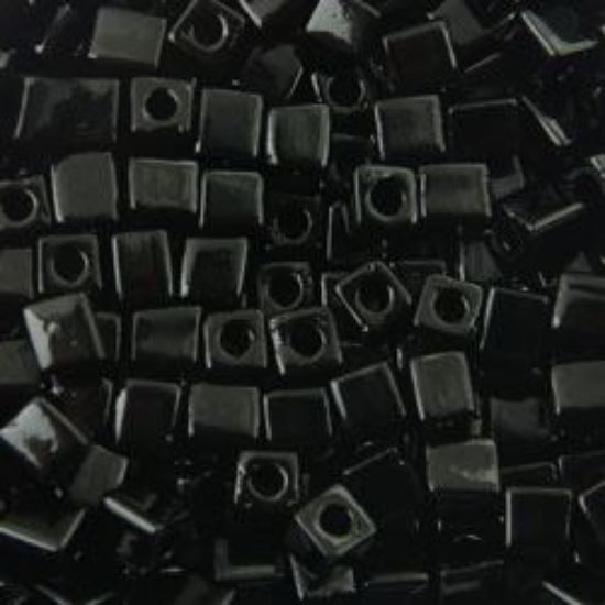 Picture of Square 3x3mm Seed Bead, Opaque Black #401, Approximately 25 Grams