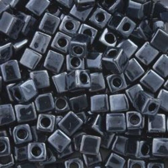 Picture of Square 3x3mm Seed Bead, Metallic Hematite Iris #451, Approximately 25 Grams