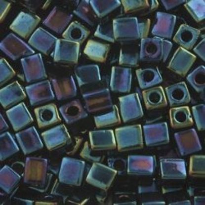 Picture of Square 3x3mm Seed Bead, Metallic Blue Iris #452, Approximately 25 Grams
