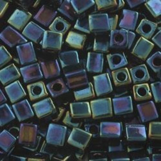 Picture of Square 3x3mm Seed Bead, Metallic Blue Iris #452, Approximately 25 Grams
