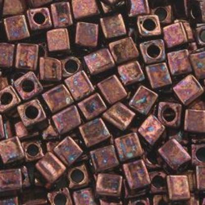 Picture of Square 3x3mm Seed Bead, Metallic Reddish Copper #457C, Approximately 25 Grams
