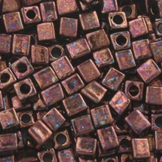 Picture of Square 3x3mm Seed Bead, Metallic Reddish Copper #457C, Approximately 25 Grams