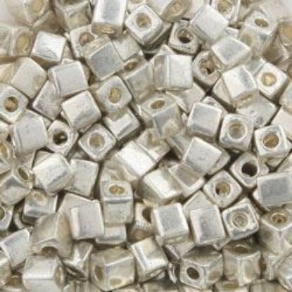 Picture of Square 3x3mm Seed Bead, Galvanized Silver #470, Approximately 25 Grams