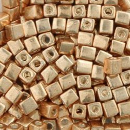 Picture of Square 3x3mm Seed Bead, Galvanized Gold #471, Approximately 25 Grams