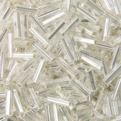 Picture of Silverlined Crystal Bugle Beads #1 /Size 6mm<br />Approximately 25 Grams