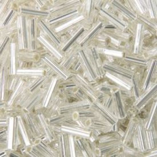 Picture of Silverlined Crystal Bugle Beads #1 /Size 6mm<br />Approximately 25 Grams