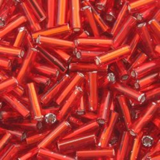Picture of Silverlined Red Bugle Beads #11 / Size 6mm<br />Approximately 25 Grams
