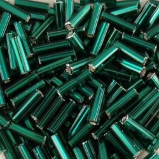 Picture of Silverlined Dark Green Bugle Beads 16A / Size 6mm<br />Approximately 25 Grams