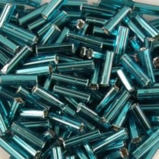 Picture of Silverlined Dark Teal Bugle Beads #17B / Size 6mm<br />Approximately 25 Grams