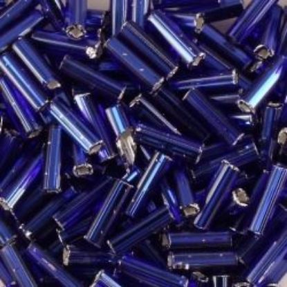 Picture of Silverlined Cobalt Bugle Beads #20 / Size 6mm<br />Approximately 25 Grams