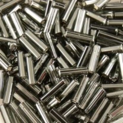 Picture of Silverlined Grey Bugle Beads #21 / Size 6mm<br />Approximately 25 Grams
