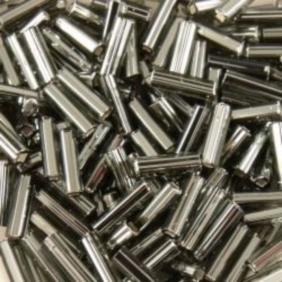 Picture of Silverlined Grey Bugle Beads #21 / Size 6mm<br />Approximately 25 Grams