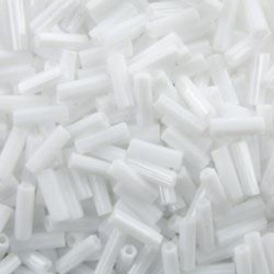 Picture of Opaque White Bugle Bead #402 / 6mm<br />Approximately 25 Grams