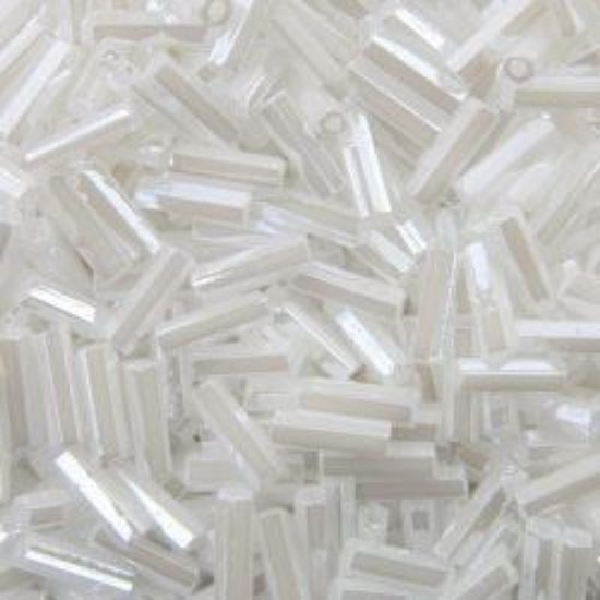 Picture of Opaque Lustre White Pearl Bugle Bead #420 / 6mm<br />Approximately 25 Grams