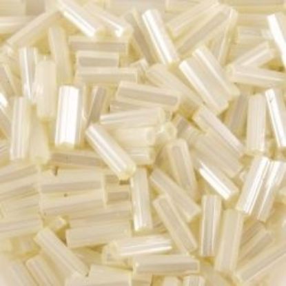 Picture of Opaque Lustre Mother of Pearl Bugle Bead #421B / 6mm<br />Approximately 25 Grams