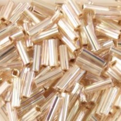 Picture of Silverlined Champagne AB Bugle Bead #640A / 6mm<br />Approximately 25 Grams