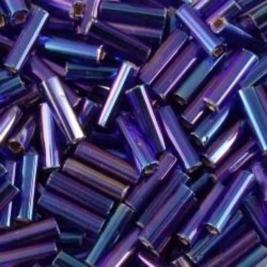 Picture of Silverlined Cobalt AB Bugle Bead #641 / 6mm<br />Approximately 25 Grams