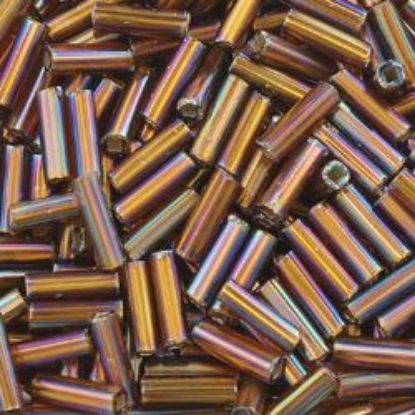Picture of Silverlined Brown AB Bugle Bead #648 / 6mm<br />Approximately 25 Grams