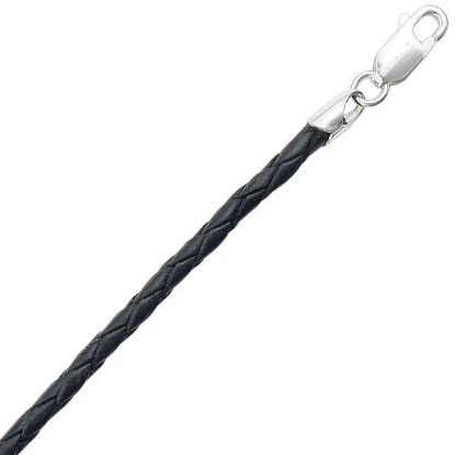 Picture of Black Leather Bolo Necklace 3mm, 18 Inch