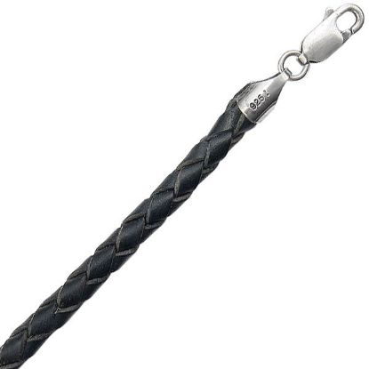 Picture of Black Leather Bolo Necklace 4mm, 18 Inch