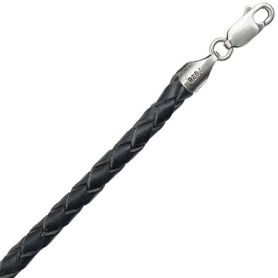 Picture of Black Leather Bolo Necklace 4mm, 18 Inch