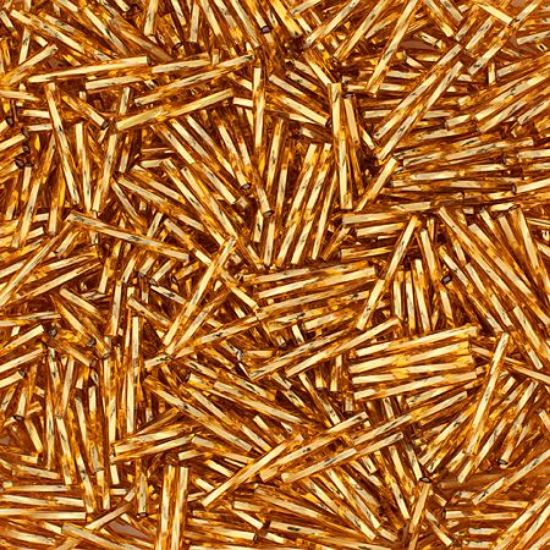 Picture of Silverlined Gold Twist Bugle Beads 20mm<br />Approximately 50 Grams