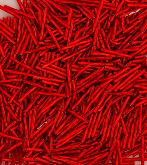 Picture of Silverlined Light Red Twist Bugle Beads 20mm<br />Approximately 50 Grams