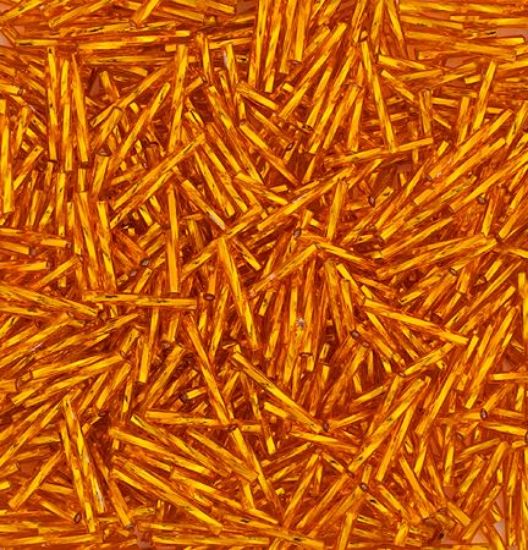 Picture of Silverlined Dark Yellow Twist Bugle Beads 20mm<br />Approximately 50 Grams