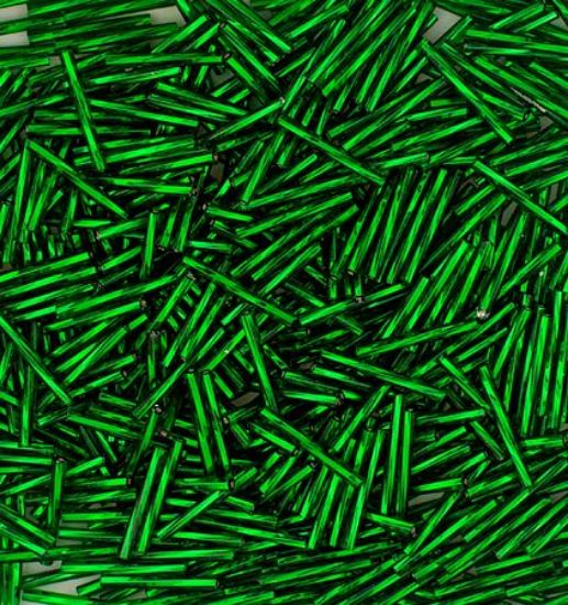Picture of Preciosa Czech Twisted Bugles 20mm, Silver-Lined Dark Green, Approximately 50 Grams