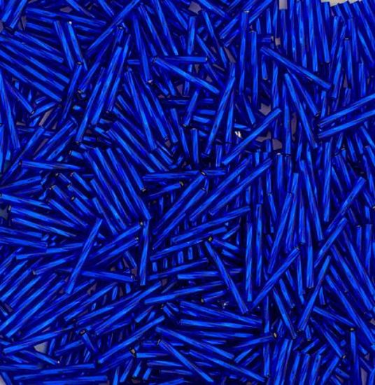 Picture of Silverlined Blue Twist Bugle Beads 20mm<br />Approximately 50 Grams