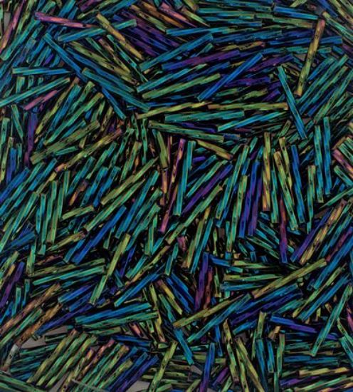 Picture of Opaque Green Iris Twist Bugle Beads 20mm<br />Approximately 50 Grams