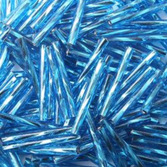 Picture of Silverlined Aqua Twist Bugle Beads 20mm<br />Approximately 50 Grams