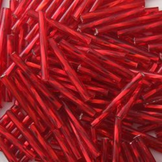 Picture of Silverlined Dark Red Twist Bugle Beads 20mm<br />Approximately 50 Grams