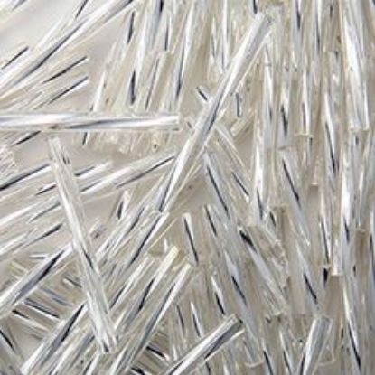 Picture of Silverlined Crystal Twist Bugle Beads 25mm<br />Approximately 50 Grams