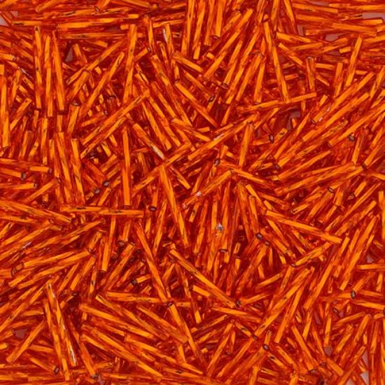 Picture of Silverlined Orange Twist Bugle Beads 25mm<br />Approximately 50 Grams