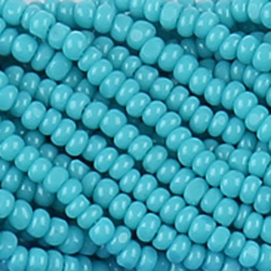 Picture of Size 13 Cut Czech Seed Beads, Green Turquoise, Sold by the Hank