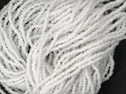 Picture of Size 13 Cut Czech Seed Beads, Opaque White, Sold by the Hank