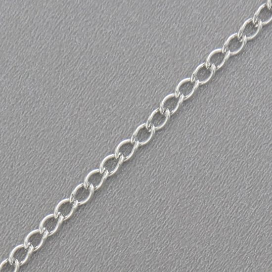 Picture of Silver Plated Heavy Curb Chain #160, 18 inch x 1.7mm . IMPORTED ECONOMY QUALITY CHAINS: DUE TO THE PRICE, THIS ITEM VARIES IN LENGTH AND SIZE, NO REFUNDS OR EXCHANGES.
