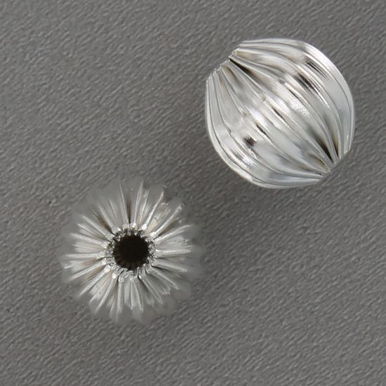Picture of Silver Plated Corrugated Beads, 10mm 0.067" Hole<br />20 Beads