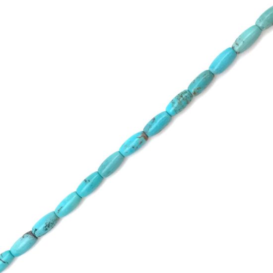 Picture of Stabilized Turquoise Rice Bead 4x8mm, 16" Bead Strand