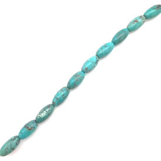Picture of Stabilized Turquoise Rice Bead 6x12mm, 16" Bead Strand