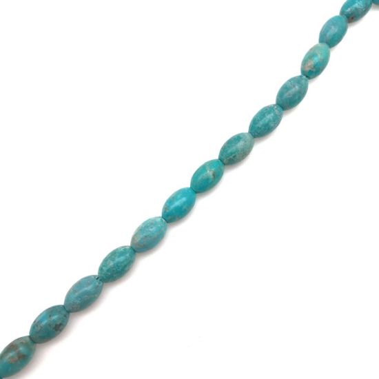 Picture of Turquoise Stabilized Rice Bead 6x10mm, 16" Strand
